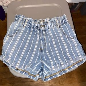 Striped high waisted shorts